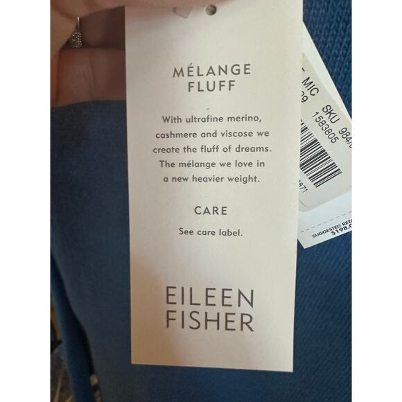 Eileen Fisher Mélange Fluff Sweater Heather Blue Size L Quiet Luxury Soft Luxe - Picture 7 of 8
